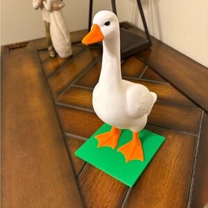 White and Orange Goose Figurine for Birds